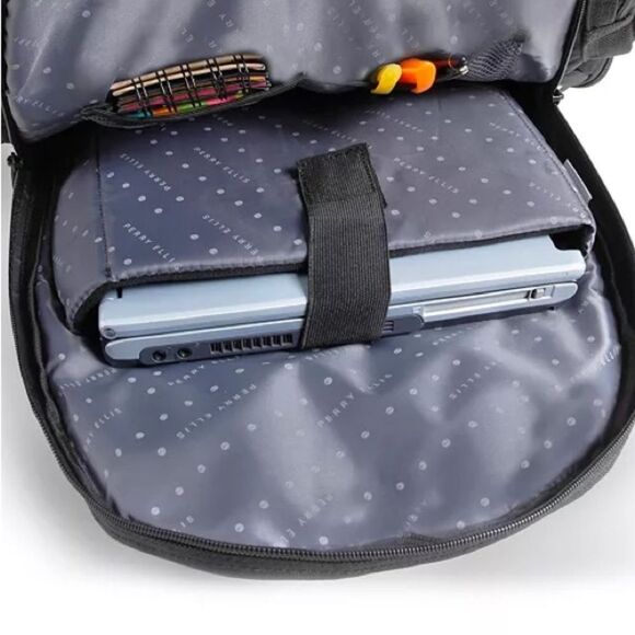 Perry Ellis Black 350 Laptop Backpack- Black travel bag, business bag $160 bag - Picture 10 of 16